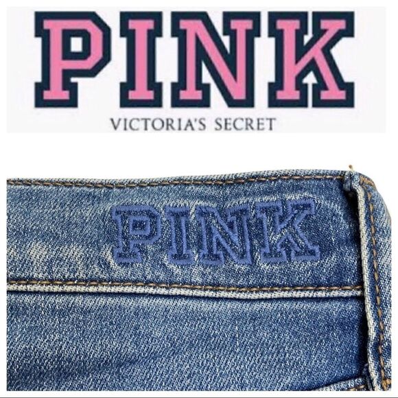 PINK Victoria's Secret High-Waist Denim Distressed Shorts - Picture 3 of 4